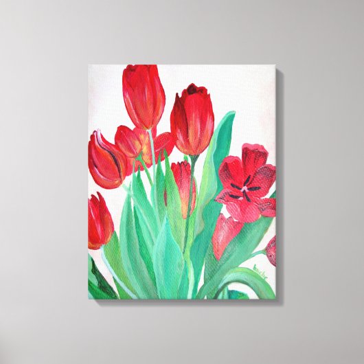 Een Bouquet van Rode Tulpen Canvas Afdruk (Voorkant)