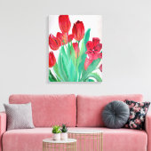 Een Bouquet van Rode Tulpen Canvas Afdruk (Insitu (Woonkamer))