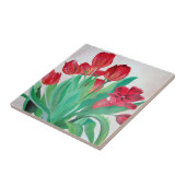 Een Bouquet van Rode Tulpen Tegeltje (Zijkant)