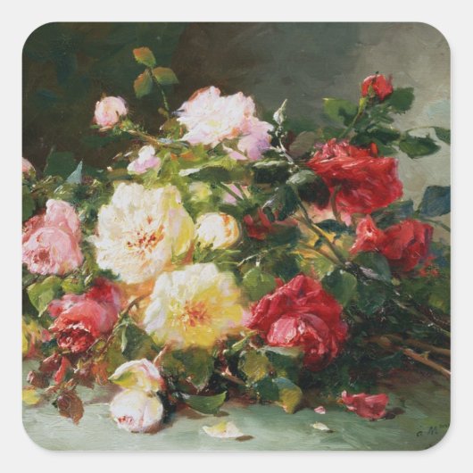 Een Bouquet van Rozen Vierkante Sticker (Voorkant)