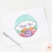 Een Bouquet Waterverf bloemen bedankt Ronde Sticker (Envelop)