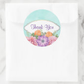 Een Bouquet Waterverf bloemen bedankt Ronde Sticker (Tas)