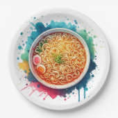 Een Bowl van Ramen Noodles Papieren Bordje (Voorkant)