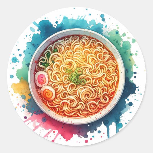 Een Bowl van Ramen Noodles Ronde Sticker (Voorkant)