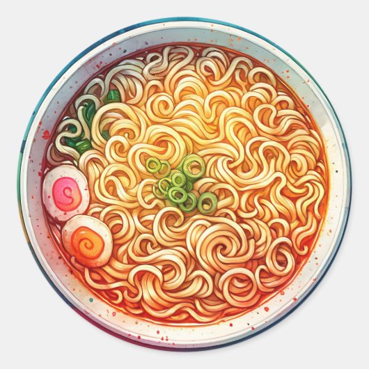 Een Bowl van Ramen Noodles Ronde Sticker (Voorkant)