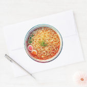 Een Bowl van Ramen Noodles Ronde Sticker (Envelop)