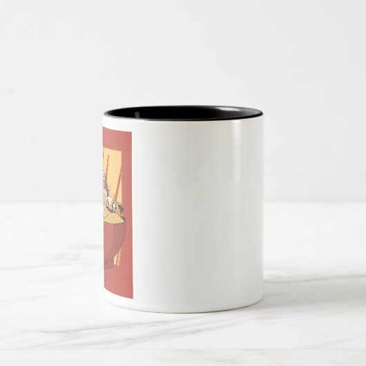 Een Bowl vol noedels en Kittens Tweekleurige Koffiemok (Center)