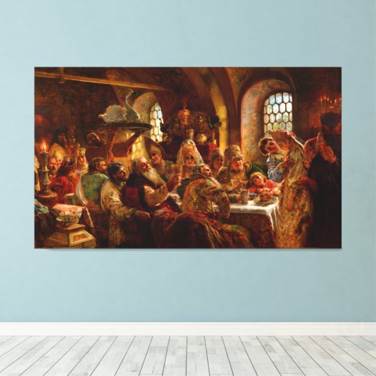 Een Boyar Wedding Feast door Konstantin Makovsky 1 Canvas Afdruk (Insitu (Houten vloer))