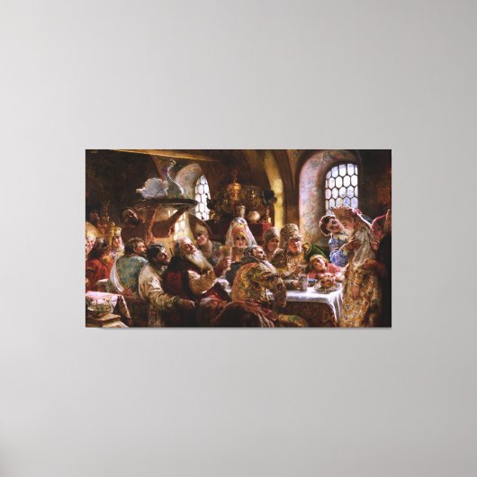Een Boyar Wedding Feast door Konstantin Makovsky Canvas Afdruk (Voorkant)