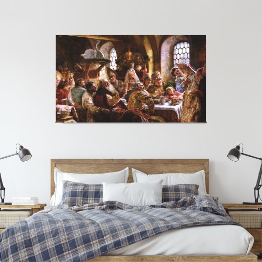 Een Boyar Wedding Feast door Konstantin Makovsky Canvas Afdruk (Insitu (Slaapkamer))