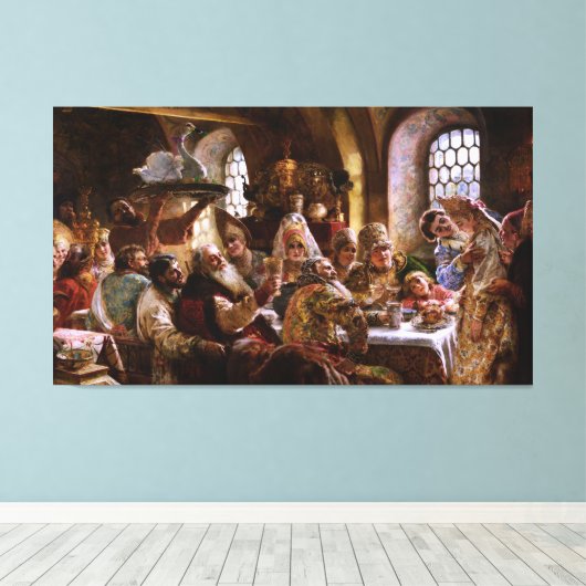 Een Boyar Wedding Feast door Konstantin Makovsky Canvas Afdruk (Insitu (Houten vloer))