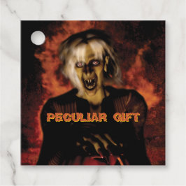 Een boze heks met pompoen. Halloween Bedankjes Labels