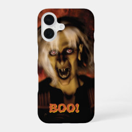 Een boze heks met pompoen. Halloween iPhone 16 Hoesje
