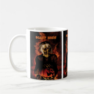 Een boze heks met pompoen. Halloween Koffiemok