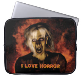 Een boze heks met pompoen. Halloween Laptop Sleeve