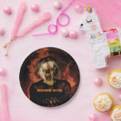 Een boze heks met pompoen. Halloween Papieren Bordje (Feest)