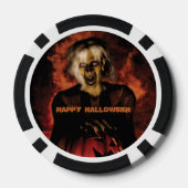 Een boze heks met pompoen. Halloween Poker Chips (Achterkant)