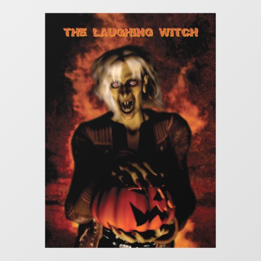 Een boze heks met pompoen. Halloween Raamsticker (Vel)