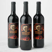 Een boze heks met pompoen. Halloween Wijn Etiket (Flessen)