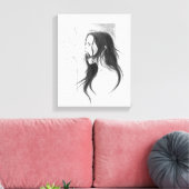 Een boze vrouw die potlood tekent kunst canvas afdruk (Insitu (Woonkamer))