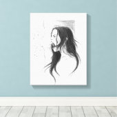 Een boze vrouw die potlood tekent kunst canvas afdruk (Insitu (Houten vloer))