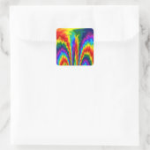 Een brand in een regenboog vierkante sticker (Tas)
