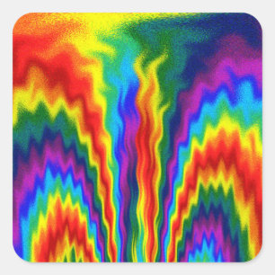 Een brand in een regenboog vierkante sticker
