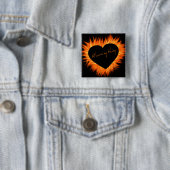 Een brandend vuurhart vierkante button 5,1 cm (In situ)