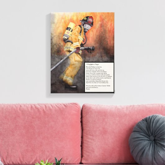 Een brandweerman gebed canvas kunst (Insitu (Woonkamer))