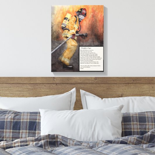 Een brandweerman gebed canvas kunst (Insitu (Slaapkamer))
