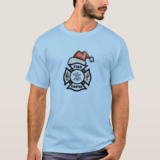 Een brandweerman kerstman t-shirt (Voorkant)