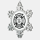 Een brandweerman tin sneeuwvlok ornament (Rechts)