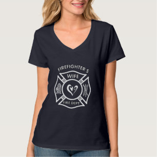 Een brandweerman, vrouw Maltees hart T-shirt