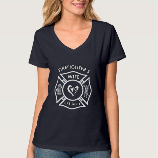 Een brandweerman, vrouw Maltees hart T-shirt (Voorkant)