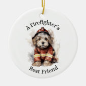 Een brandweerman's beste vriend hond brandweerman  keramisch ornament (Voorkant)
