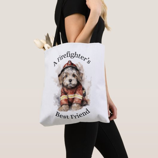 Een brandweerman's beste vriend hond brandweerman tote bag (Dichtbij)
