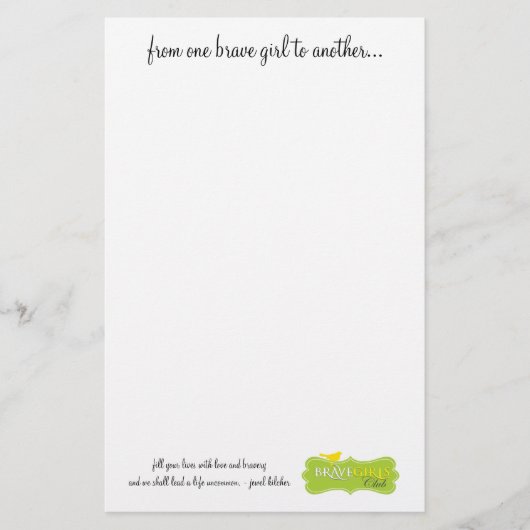 Een Brave Girl naar een ander Briefpapier (Voorkant)