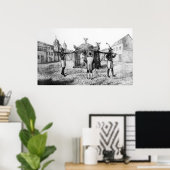 Een Braziliaanse Sedan-stoel en een persoon die sm Poster (Thuiskantoor)