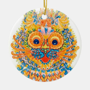 Een brede gegiste kat, Louis Wain Keramisch Ornament