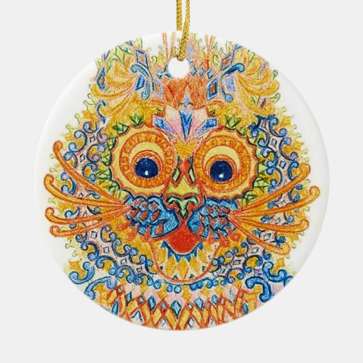 Een brede gegiste kat, Louis Wain Keramisch Ornament (Voorkant)