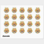 Een brede gegiste kat, Louis Wain Ronde Sticker (Vel)