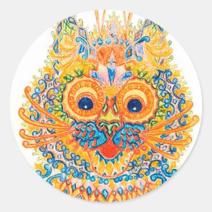 Een brede gegiste kat, Louis Wain Ronde Sticker