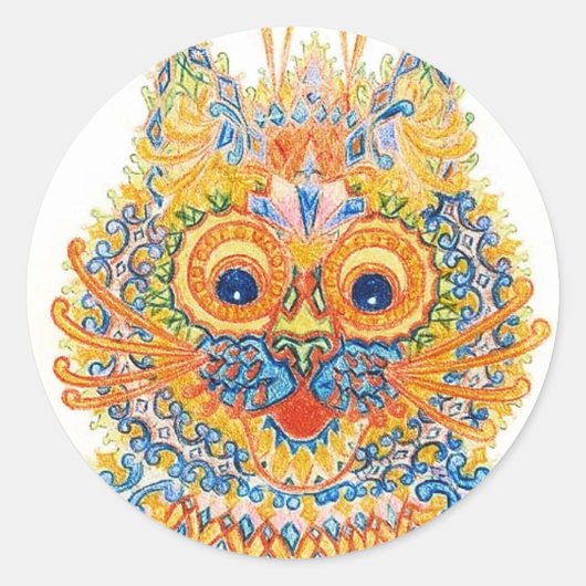 Een brede gegiste kat, Louis Wain Ronde Sticker (Voorkant)