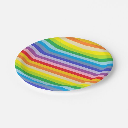 Een bredere spectrumregenboogstrips papieren bordje (Gekanteld)