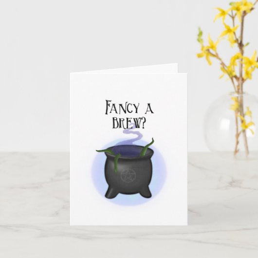 Een Brew fancy? Witchy-kaart Kaart (Gele Bloem)