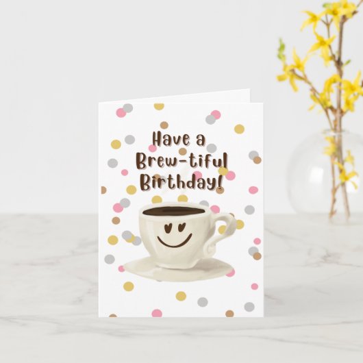 Een Brew-tiful verjaardag Kaart (Gele Bloem)