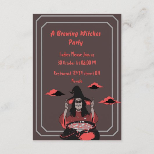 Een BREWING Time WITCHES PARTIJ halloween kaart (Voorkant)