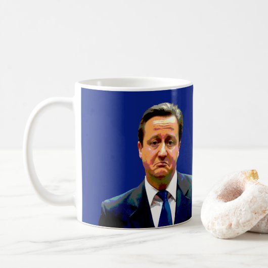 EEN BREXIT-MOK. Fun Brexit David Cameron bericht: Koffiemok (Met donut)