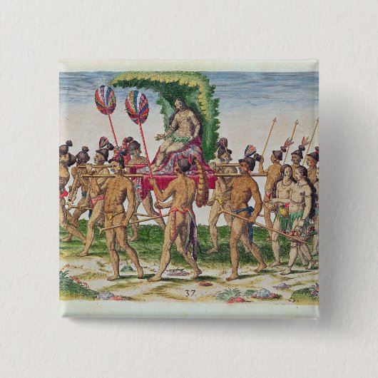Een bride wordt vervoerd vierkante button 5,1 cm (Voorkant)