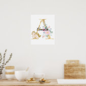 Een brief met gepersonaliseerde naam monogram met  poster (Keuken)